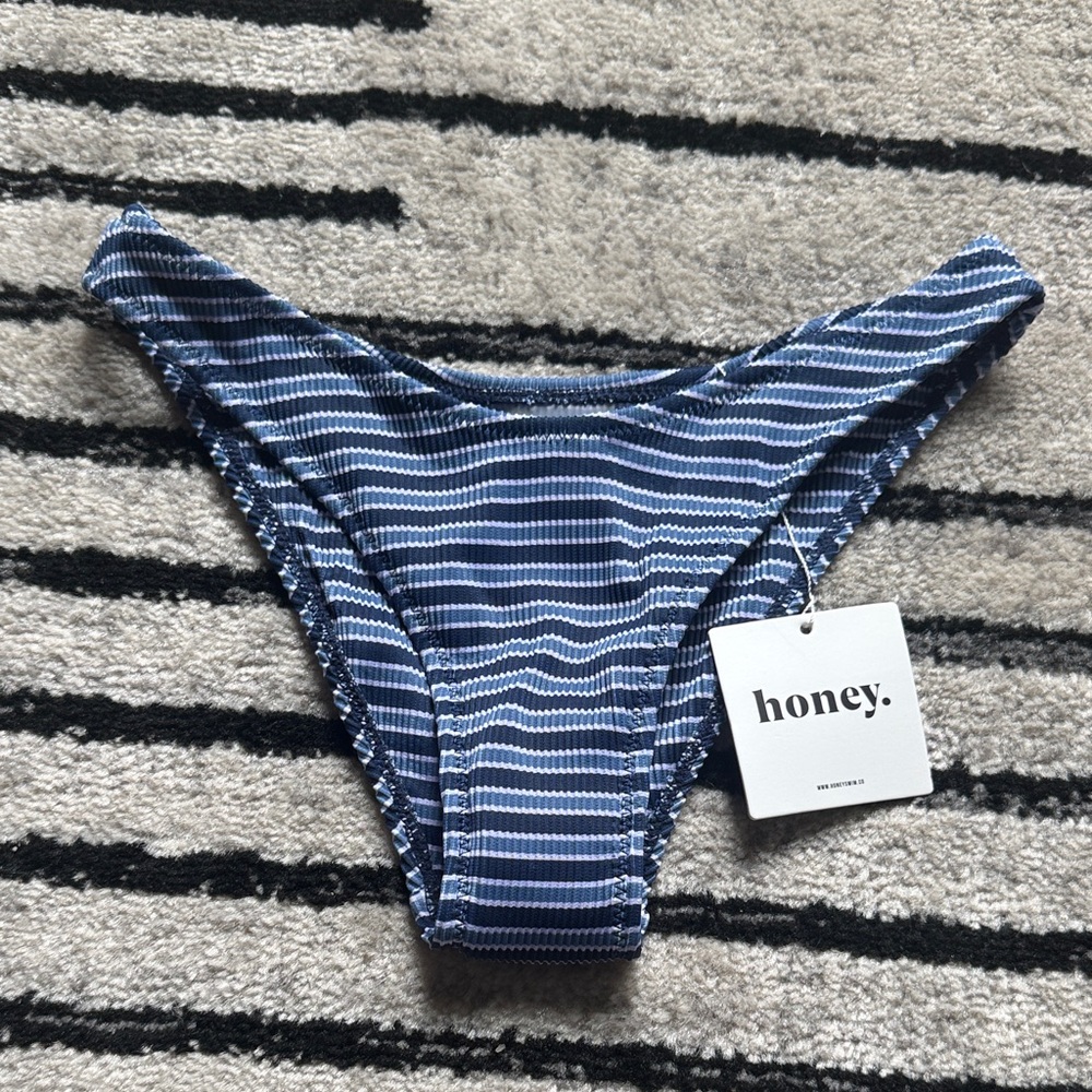 Honey Swim Ribbed Classic Bottoms - Santorini Blue